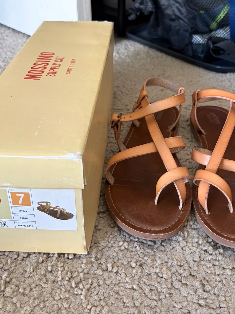 Mossimo Supply Co. Tan Strappy Sandals with Ankle Buckle